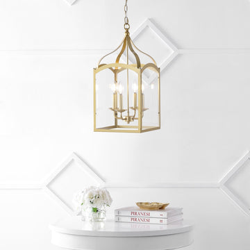 Ruth 11" Traditional Classic Lantern Metal/Glass LED Pendant - JONATHAN Y